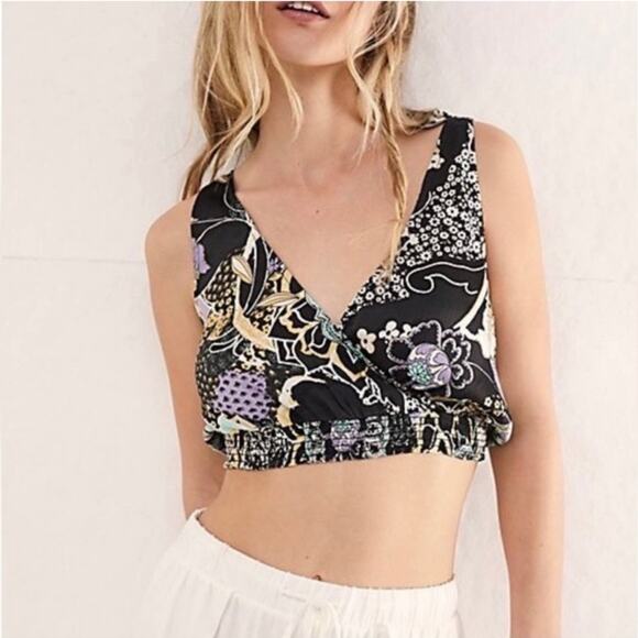 Free People Weekend in Montauk cropped Floral Tank Top - Picture 1 of 8